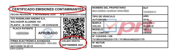 Certificado emisiones contaminantes